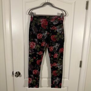 Soft Surroundings Black and Red Floral Leggings